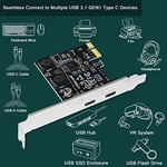 PCIE 2 Bağlantı Noktalı Süper Hızlı 5Gbps Max USB 3.1 Gen1 Tip C Kart, Windows 11, 10, 8.1, 8.0, 7, XP (32/64bit) ve Windows Server Masaüstü Bilgisayarlar, 2X USB-C 5Gbps Bağlantı Noktaları