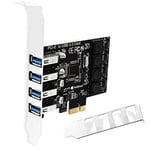 PCIE 4 Bağlantı Noktalı Süper Hızlı 5Gbps USB 3.0 Genişletme Kartı, Windows 11, 10, 8.x, 7, Vista, XP Masaüstü Bilgisayarlar, Dahili FebSmart Kendinden Güç Teknolojisi, Ek Güç Kaynağına Gerek