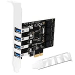PCIE 4 Bağlantı Noktalı Süper Hızlı 5Gbps USB 3.0 Genişletme Kartı, Windows 11, 10, 8.x, 7, Vista, XP Masaüstü Bilgisayarlar, Dahili FebSmart Kendinden Güç Teknolojisi, Ek Güç Kaynağına Gerek