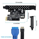 PCIE USB3.2 GEN1 Tip E Genişletme Kartı, PCI Express 1X - 20Pin Ön Panel Tip C Konnektör (A anahtar) ve 19Pin Soket, Windows XP/11/10/8/7 LINUX için D720201 Çip ile 5Gbps PCIE USB Adaptörü