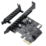PCIE USB3.2 GEN1 Tip E Genişletme Kartı, PCI Express 1X - 20Pin Ön Panel Tip C Konnektör (A anahtar) ve 19Pin Soket, Windows XP/11/10/8/7 LINUX için D720201 Çip ile 5Gbps PCIE USB Adaptörü