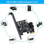 PCIE USB3.2 GEN1 Tip E Genişletme Kartı, PCI Express 1X - 20Pin Ön Panel Tip C Konnektör (A anahtar) ve 19Pin Soket, Windows XP/11/10/8/7 LINUX için D720201 Çip ile 5Gbps PCIE USB Adaptörü