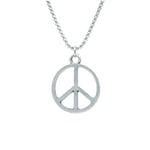 Peace Barış İşareti Örme Zincir Kolye - Gümüş Kaplama - Erkek Kadın Kolye - No:1360