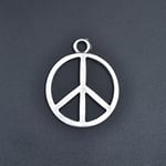 Peace Barış İşareti - Sembolü Erkek Kadın Kolye Antik Gümüş Kaplama - 60 cm Düz Zincir