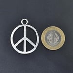 Peace Barış İşareti - Sembolü Erkek Kadın Kolye Antik Gümüş Kaplama - 60 cm Düz Zincir