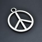 Peace Barış İşareti - Sembolü Erkek Kadın Kolye Antik Gümüş Kaplama - 60 cm Düz Zincir