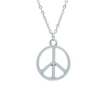 Peace Barış İşareti - Sembolü Erkek Kadın Kolye Antik Gümüş Kaplama - 60 cm Düz Zincir