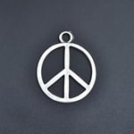 Peace Barış İşareti - Sembolü Erkek Kadın Kolye Antik Gümüş Kaplama - 60 cm Düz Zincir