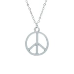 Peace Barış İşareti - Sembolü Erkek Kadın Kolye Antik Gümüş Kaplama - 60 cm Düz Zincir