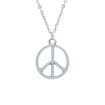 Peace Barış İşareti - Sembolü Erkek Kadın Kolye Antik Gümüş Kaplama - 60 cm Düz Zincir