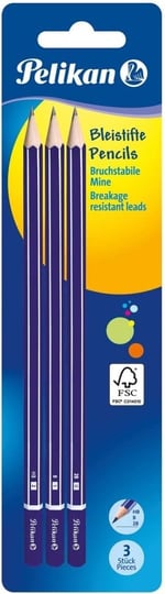 Pelikan 807418 Kurşun Kalem, 2B/B/HB İçinde, Blister Kart Üzerinde 3 Adet