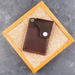 PELLE CRAFT EL YAPIMI MİNİMAL DİKEY KARTLIK KAHVERENGİ CRAZY