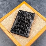 PELLE CRAFT EL YAPIMI MİNİMAL DİKEY KARTLIK SİYAH KROKODİL DESEN