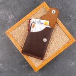 PELLE CRAFT EL YAPIMI MİNİMAL DİKEY KARTLIK KAHVERENGİ CRAZY