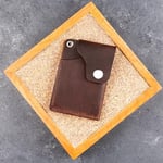 PELLE CRAFT EL YAPIMI MİNİMAL DİKEY KARTLIK KAHVERENGİ CRAZY