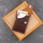 PELLE CRAFT EL YAPIMI MİNİMAL DİKEY KARTLIK KAHVERENGİ CRAZY