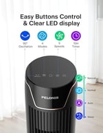 PELONIS Kule Fan, Uzaktan Kumanda, 38dB Fısıltı Sessizliği, 5 Hız Kademesi ve 4 Mod, LED Ekran, 15h Zamanlayıcı, 90° Salınım