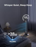 PELONIS Kule Fan, Uzaktan Kumanda, 38dB Fısıltı Sessizliği, 5 Hız Kademesi ve 4 Mod, LED Ekran, 15h Zamanlayıcı, 90° Salınım