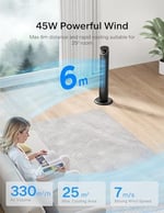 PELONIS Kule Fan, Uzaktan Kumanda, 38dB Fısıltı Sessizliği, 5 Hız Kademesi ve 4 Mod, LED Ekran, 15h Zamanlayıcı, 90° Salınım
