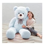 Peluş 120 cm Papyonlu Sevimli Ayı - Sevgiliye Özel Hediye Açık Mavi