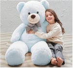Peluş 120 cm Papyonlu Sevimli Ayı - Sevgiliye Özel Hediye Açık Mavi