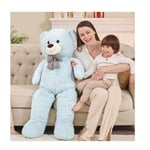 Peluş 120 cm Papyonlu Sevimli Ayı - Sevgiliye Özel Hediye Açık Mavi