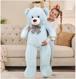 Peluş 120 cm Papyonlu Sevimli Ayı - Sevgiliye Özel Hediye Açık Mavi