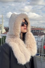 Peluş Boyun Bağlamalı Şapka Bere Suni Kürklü Özel Tasarım Atkılı Şapkası, Mollyatkısapkabırlesik