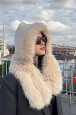 Peluş Boyun Bağlamalı Şapka Bere Suni Kürklü Özel Tasarım Atkılı Şapkası, Mollyatkısapkabırlesik