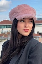 Peluş Kaptan Şapka Bere Kışlık Suni Kürklü Denizci Şapkası, Standart, mollykaptandenızcısapka, Pembe, Kadın