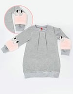 Peluş Kollu Kız Çocuk Elbise