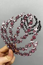 Pembe Çift Taraflı Zelen Model Saç Aksesuarı Gelin Tacı