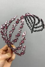 Pembe Çift Taraflı Zelen Model Saç Aksesuarı Gelin Tacı