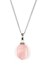 Pembe Kuvars Doğal Taş Kolye-KLY-740
