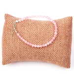 Pembe Kuvars Taşı Gümüş Bileklik - 4 mm Açık Renkli - Taş Sandığı