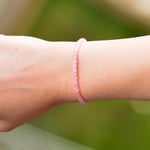 Pembe Kuvars Taşı Gümüş Bileklik - 4 mm Açık Renkli - Taş Sandığı