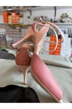 Pembe Rüya Dokulu Elegan TANGO DANS VE SALON AYAKKABISI 8,5 CM 13 PONT KONİ MODEL TOPUK KAPALI