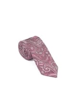 Pembe Şal Motif Desen Kravat Mendil Set
