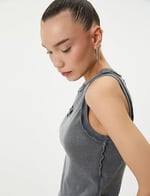 Pencere Detaylı Atlet Bisiklet Yaka Pamuklu Slim Fit