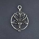 Pentagram Yıldızı Keçi Kafası Örme Zincir Kolye - Gümüş Kaplama - Erkek Kadın Kolye - No:1432