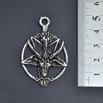 Pentagram Yıldızı Keçi Kafası Örme Zincir Kolye - Gümüş Kaplama - Erkek Kadın Kolye - No:1432