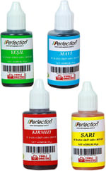 Perfection CHEF 4'lü Sıvı Su Bazlı Likit Gıda Boyası Sarı Kırmızı Mavi Yeşil 4 X 30 gr