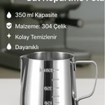 Perlotus 350 ml Kahve Süt Köpürtme Potu 304 Paslanmaz Çelik Barista Sütlük Ölçü Göstergeli