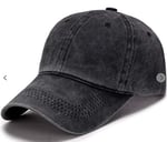 Perlotus Unisex Siyah Pamuklu Eskitme Şapka Ayarlanabilir Spor Şık Tasarım Organik Malzeme
