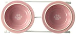 PetRageous 44355 Toftees Paws Diner with Two 1-Cup Bulaşık Makinesinde Yıkanabilir Taş Kase Kapasitesi 10,75 İnç Uzunluk 5,25 cm Uzunluğunda, Ekstra Küçük ve Küçük Köpekler ve Kediler için, Beyaz ve