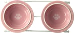 PetRageous 44355 Toftees Paws Diner with Two 1-Cup Bulaşık Makinesinde Yıkanabilir Taş Kase Kapasitesi 10,75 İnç Uzunluk 5,25 cm Uzunluğunda, Ekstra Küçük ve Küçük Köpekler ve Kediler için, Beyaz ve
