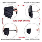 PFFY 2 paket seyahat şemsiyesi, rüzgar geçirmez, 10 RIBS otomatik açılır ve kapanır, katlanabilir küçük kompakt yağmur şemsiyesi, Siyah-Burgonya Kırmızısı, 8 RIBS & 42 INCH