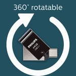 Philips 64GB OTG Dual Drive Type-C ve USB Flash Bellek