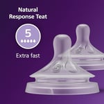 Philips Avent Doğal Tepkili Biberon Emziği, 2’li Paket, 6 Ay+, 5 Numara, Akıtmaz Emzik, Kolik ve Gaz Önleyici, BPA İçermez, SCY965/02