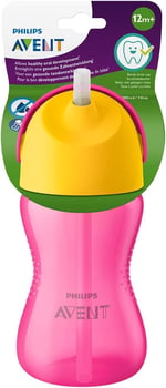 Philips Avent Pipetli Bardak, 12 Ay+, 300 ml, Desenli, Damlatmaz, Kolay Tutuş, Bulaşık Makinesinde Yıkanabilir, BPA İçermez, Pembe, SCF798/02